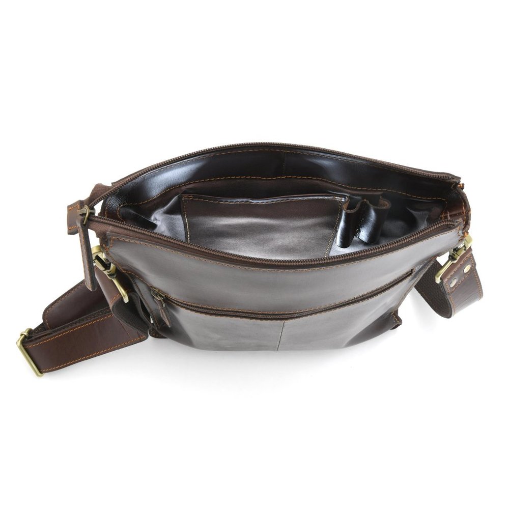 392002 Tall Messenger Bag in Dark Brown Leather - Picture 5 of 5